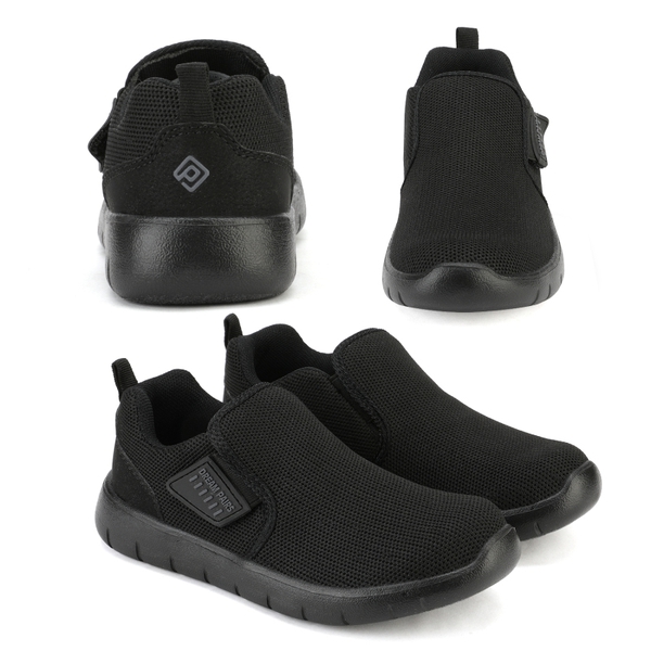 [EZ-Ons MightyMovers] Comfortable Kids Running Shoes - ALL BLACK - 1